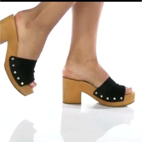 BRAND NEW ROUGE HELUIM SUEDE WOODEN BLOCK HEEL SANDAL - Picture 1 of 16